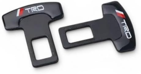 TRD Logo Seat Belt Clip for Toyota, Black, Alarm Stopper Insert, Pack of 2
