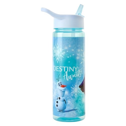 Disney Frozen Sparkle Water Bottle Flip Up Straw 600ml, Official Merchandise Kids Reusable Non Spill, BPA Free - Image 3
