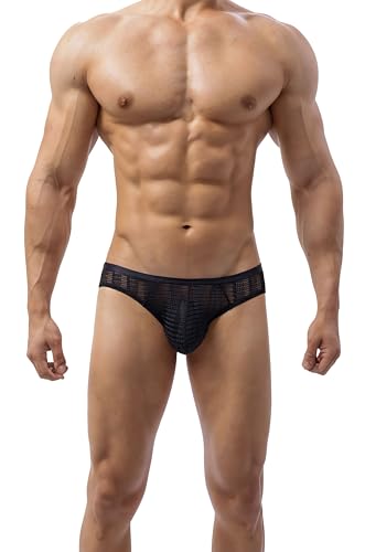 Men's Black Lace Underwear – Sexy, Breathable & Sheer Low Rise Briefs, Lightweight See-Through Lingerie for Men3