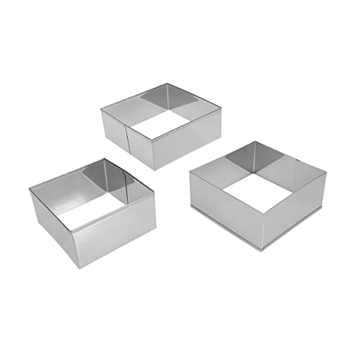 DONFAMDS 3pezzi Stampo Per Biscotti Quadrati in Acciaio Inossidabile Goffrato Tagliapasta Quadrato Stampi Da Forno Utensili Da Cucina Per Dessert Te