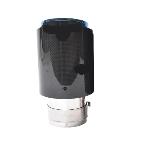 Silenciador de acero inoxidable azul con punta de carbono para escape trasero de coche