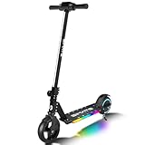 SIMATE Electric Scooter for Kids, Motorized E-Scooters with Colorful Front Light and Pedal Lights, LED Display & Foldable, Dual Braking System, Top 8.7mph & 5 Miles, Gifts for Kids, Girls, Boys, Teens