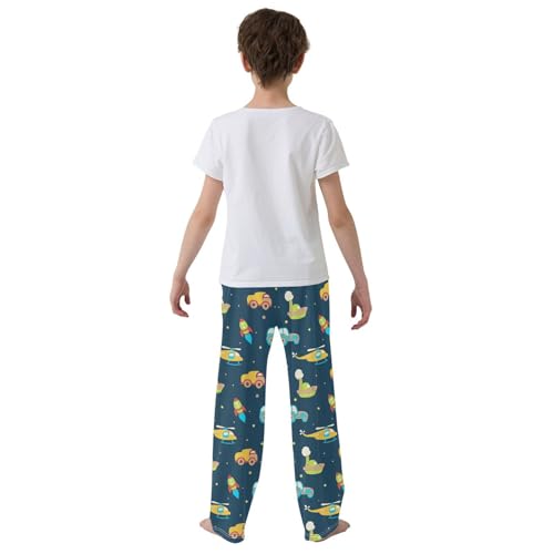 ZZXXB Helicopter Rocket Truck Boys Long Pants Soft Trousers Elastic Waist Kids Lounge Bottoms with Pockets S-XL3