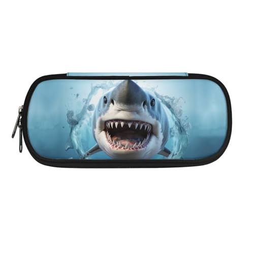 Image of Shark Pencil Case for Girls Boys Teen Kids 4-6 6-8 10-12 School Pencil Bag Pen Holder Students Multifunction Stationery Pouch Zipper Cosmetic Bags Travel Office School