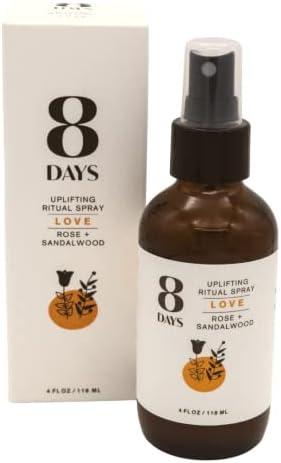 8 Days Aromatherapy Spray | For Room, Body, Pillow | Organic + Vegan | Meditation + Yoga Mist | Essential Oil Room Spray | Ritual Spray | Rose + Sandalwood