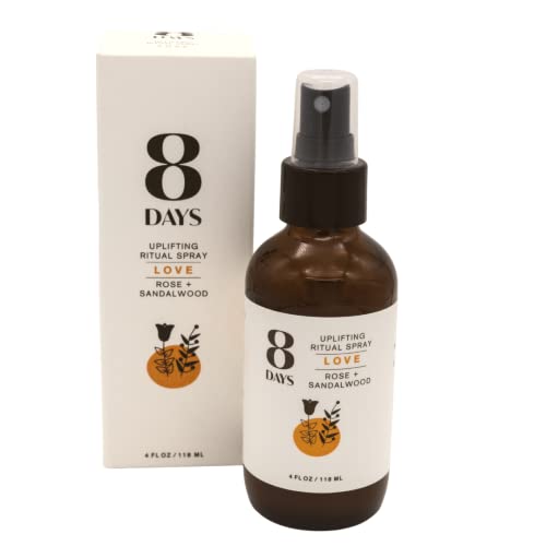 8 Days Aromatherapy Spray | For Room, Body, Pillow | Organic + Vegan | Meditation + Yoga Mist | Essential Oil Room Spray | Ritual Spray | Rose + Sandalwood #TOP1