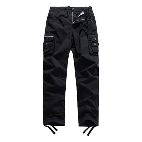 FOURSTEEDS Women Mid Rise Multi-Pocket Cargo Pants Drawstring Outdoor Camping Fishing Combat Work Hiking Pants Black M Cover