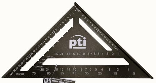 Image of Rafter Square Metric 12 inch, 12" Aluminium Carpenters Roofing Square, Metric Woodwork Square, Triangle Ruler Protractor Anodised Aluminium
