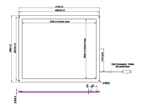 Image of 19 Inch(4:3) Multi Points IR Touch Screen Panel, Infrared Touch Panel USB Interface with Tempered Glass for Kiosks, Touch Monitor, Touch All in one