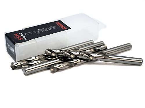 HSS Metallbohrer M2 DIN 338 für Metall, speziell für Eisen, Kohlenstoffstahl, Gusseisen, Aluminium usw. (Packung mit 5 Stück pro Größe) (10mm)