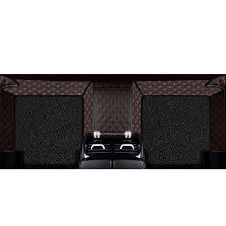 Image of NEXTA 7D Premium Faux Leather Custom Fitted Car Floor Mats for MG Majestor - 7 Seater (All 3 Rows) II Double Stitching II 7 Layer Protection II 100% Waterproof & Washable - (Black with Red)