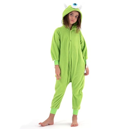 Beauty Shine Onesie Cartoon Animal Costume One Piece Pajamas Cosplay Halloween Christmas Sleepwear Jumpsuit Homewear (US Age 12 Years Mike Wazowski)