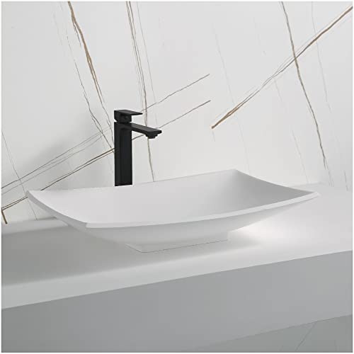 Karran Quattro Qm170 Matte White Acrylic 25 In. Rectangular Bathroom Vessel Sink #TOP1