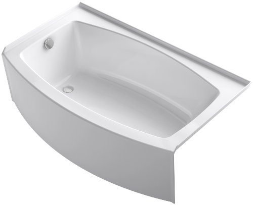 KOHLER K-1118-LA-0 Expanse 60-Inch x 30-Inch Curved Alcove Bath with integral flange and left hand drain, White #1