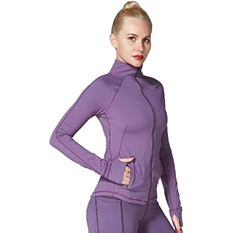 Sunzel Women's Slim Fit Lightweight Jackets Full Zip Sports Running Jacket With Thumb Holes For Workout Yoga Athletic Cover