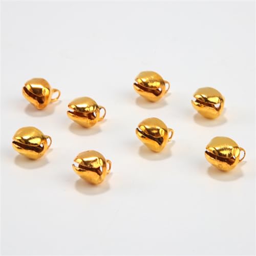 100pcs Jingle Bells 1/4-Inch Jingle Bell/Small Bell/Mini Bell DIY Bracelet Anklets Necklace Knitting/Jewelry Making, Craft Bells Bulk DIY for Christmas Home and Pet Decorations (Gold)