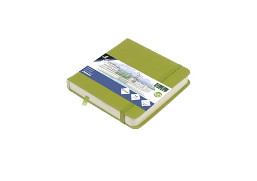 Image of Kangaro Art Sketchbook 12 x 12 cm Lime Green PU Hard Cover 80 Sheets 140 g Cream Paper with Elastic Band and Ribbon