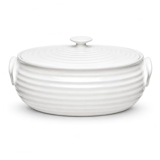 Portmeirion Sophie Conran White Small Oval Casserole Dish | 1.75 Quart Covered Casserole Dish | Made from Fine Porcelain | Dishwasher and Microwave Safe