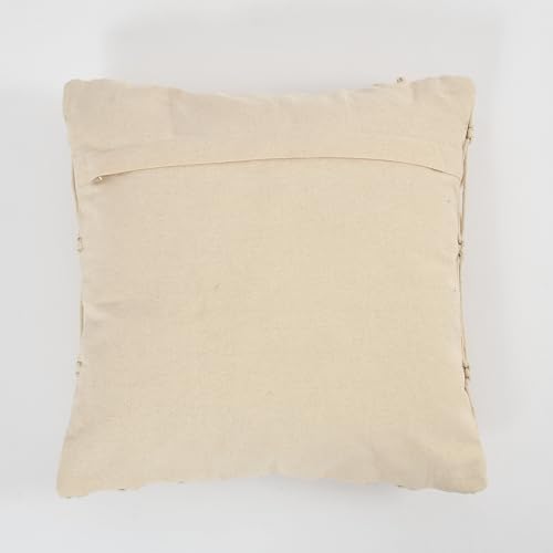 Image of Beautifull and Luxurious Handmade 100% Cotton Macrame Cushion Cover 16 inchx16 inch in Natural White Colour | Boho Cushion Cover in Premium Canvas Duck Fabric (Diamond) Pack of 2