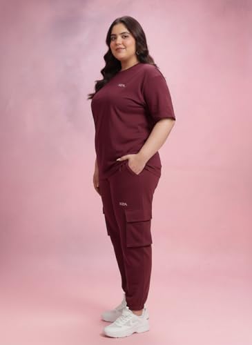 Image of Kepa Plus Size Summer Co Ord Set for Women | Top and Lower Set with Stretchable Waistband | Stylish Airport Outfit for Women | Western Track Suit Co-Ord Set for Casual Wear