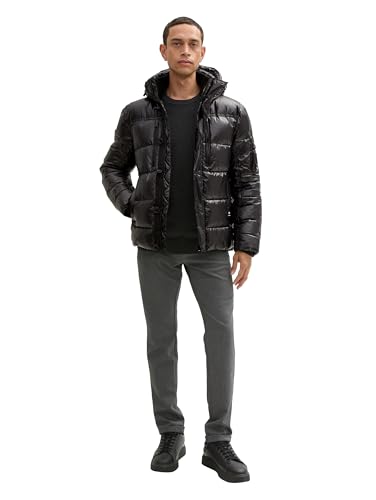 Tom Tailor Herren Pufferjacke mit Abnehmbarer Kapuze,36459 - Shiny Black, XXL – Ansicht 4