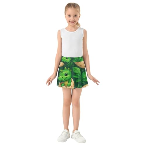 Joisal Tennis Skirts for Kids Cute Green Dinosaurs Eggs Girls' Shorts Athletic Skorts Cute Flowy Skort 4t3