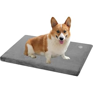 EMPSIGN Stylish Dog Bed Mat Dog Crate Pad Mattress Reversible (Cool & Warm), Water Proof Linings, Removable Machine Washable Cover, Firm Support Pet Crate Bed for Small to XX-Large Dogs, Grey