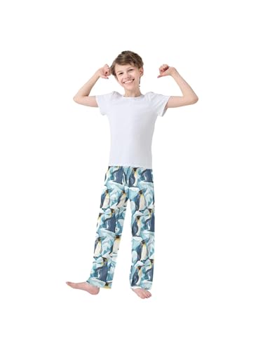 ZZKKO Penguins and Glaciers Boys Pants for Kids Jogger Pants with Pockets S3