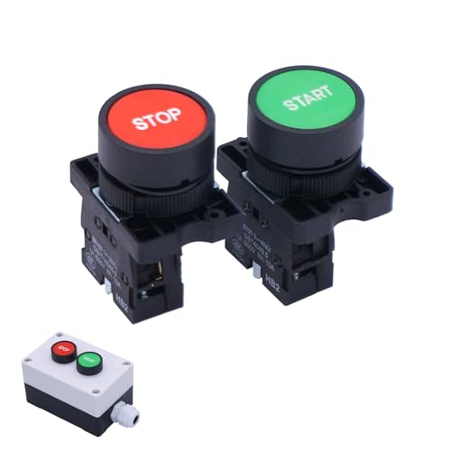 Lot de 2 boutons poussoirs ZB2-BE101C Marche Arrêt | Interrupteur panneau NO NC AC 600V 10A