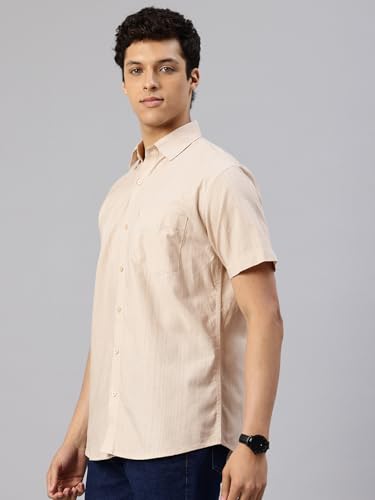 Image of Majestic Man Men's Pure Cotton Dobby Weave Checks Slim Fit Half Sleeve Casual Shirt