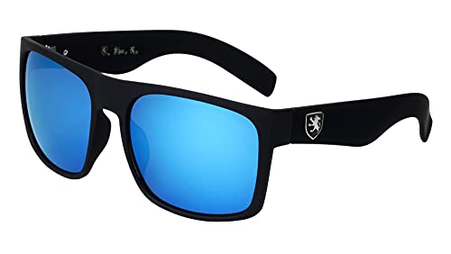 Khan Venturi - Color Mirror Lens Plastic Thick Temple Classic Square Frame Sunglasses