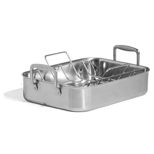 Made In Cookware – Stainless Clad Roasting Pan – 3-Ply Stainless Clad – Professional Cookware – Crafted in Thailand
