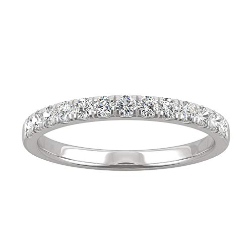 14K White Gold Forever One 1.8mm Round Moissanite Wedding Band-size 8, 0.29cttw DEW by Charles & Colvard