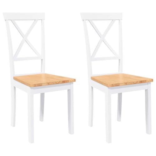 vidaXL Sillas de Comedor 2 Unidades Madera Maciza de Caucho Blanco