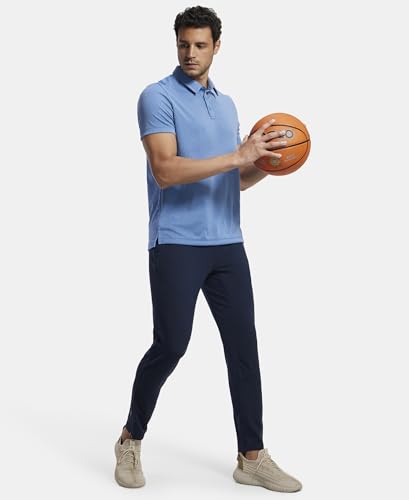 Image of Jockey MV42 Men Recycled Microfiber Elastane Stretch Half Sleeve Active Wear Polo T-Shirt with Breathable Mesh