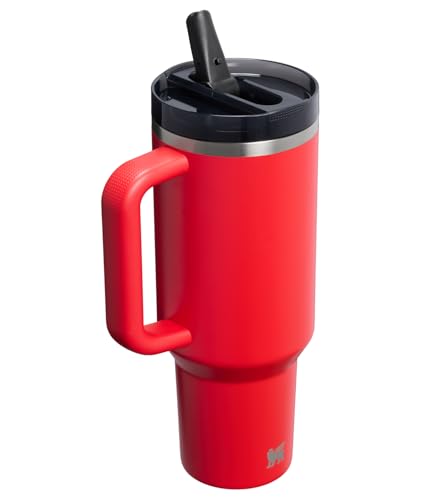 Image of STANLEY Quencher ProTour Flip Straw Tumbler with Leakproof Lid 40 oz | Built-In Straw & Handle | Cupholder Compatible for Travel | Insulated Stainless Steel Cup | BPA-Free | Chili Black
