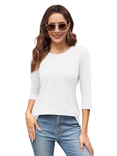 3-Pack 3/4 Length Sleeve Womens Dressy Casual Tops Round Neck Tunic Pleated Shirts Summer Spring Fall Clothes 20253