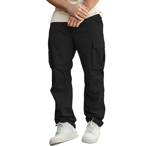 Pantalon cargo décontracté pour homme avec cordon serrage et coupe fuselée