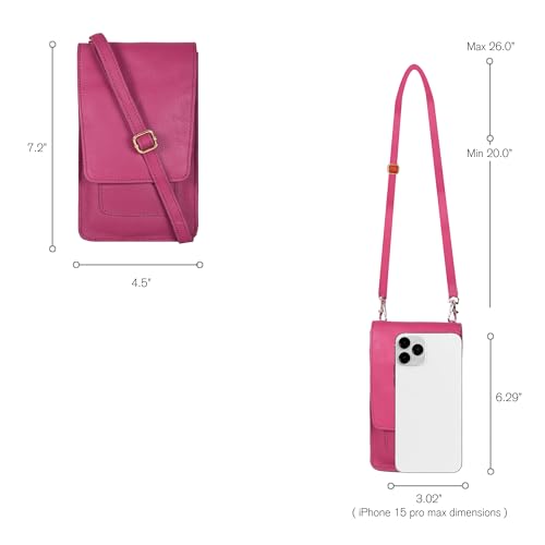 Image of Oak Leathers Small Crossbody Bag For Women - Mini Cell Phone Purse - Crossover Wallet Bag With Adjustable Shoulder Strap
