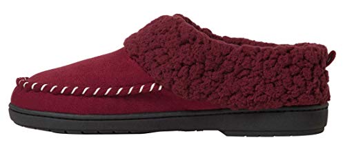 Dearfoams Pantufa feminina de microcamurça com espuma viscoelástica e costura, Cabernet, 11-12
