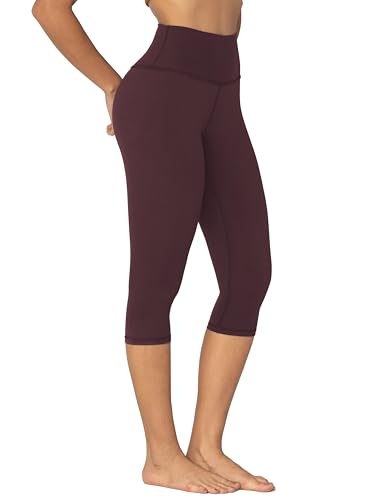 Sunzel Sunzfly Capri Leggings for Women, High Waisted Yoga Pants with Tummy Control for Workout Running Gym 17" Chocolate Brown X-Large