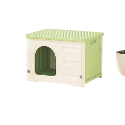 YAKINO猫 ハウス キャットハウス ペットハウス 小型犬用 プラスチック 猫小屋 屋外 室内 野良猫ハウス オールシーズン 毛布付き 防寒 雨よけ ペット用品 通気性 組み立て 洗える グリーン おしゃれ (グリーン)