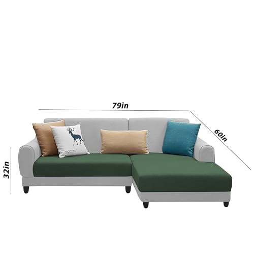 Image of Kraven RHS 4 Seater L Shape Sofa Set for Living Room (Green Grey Fabric) Premium Fabric Sofa