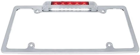 United Pacific Chrome License Plate Bracket, Red LED Brake Stop Tail Light, LED License Light, Premium Upgrade