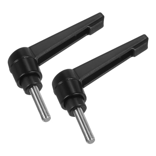 Image of uxcell 2pcs Clamping Lever Handles, M5 x 20mm 304 Stainless Steel Threaded Male Stud, Adjustable Handles Locking Quick Release Ratchet Push Button Bolt Knobs, Black