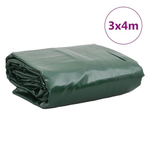 vidaXL Abdeckplane, Plane Abdeckung Reißfest Wasserfest, Schutzplane UV-Beständig Schimmelbeständig, Schutzhülle Zeltplane, Grün 3x4m 650 g/m²
