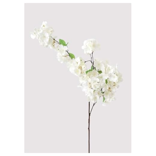 Afloral Faux Flowers Cherry Blossom Stem in Cream White - 44"