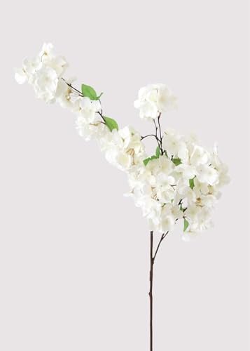 Afloral Faux Flowers Cherry Blossom Stem in Cream White - 44'