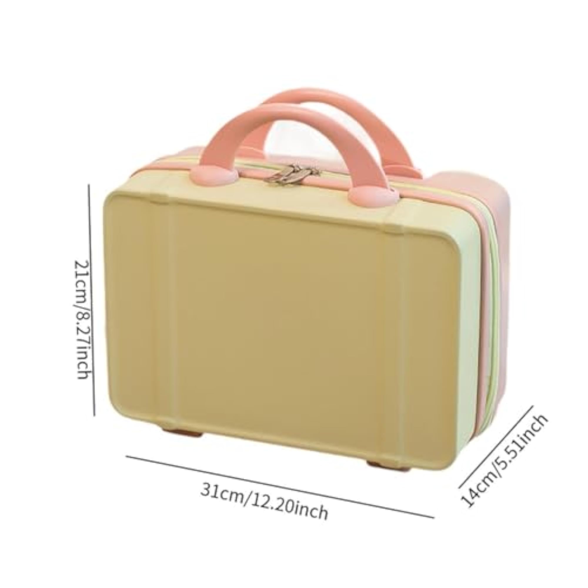 Makeup Travel Case Carrying Suitcase with Soft Handle, Yellow Pink