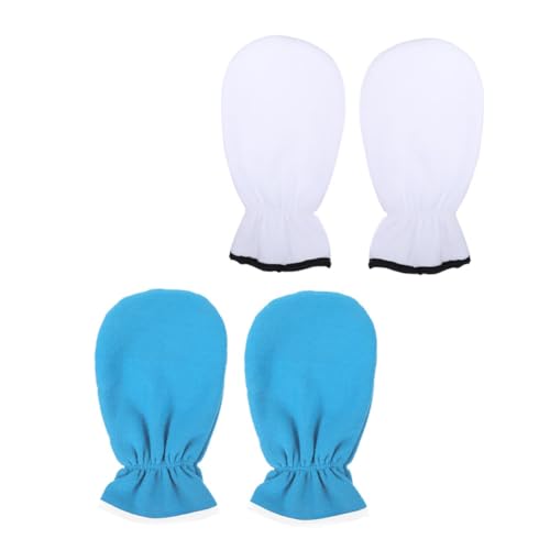 BAZEITFLOW 2 Guantes de Parafina Profesionales Reutilizables para Cuidado de Manos Manoplas de Cera con Diseño Elástico Hidratante para Seca y Artrosis de Azul y Blanco